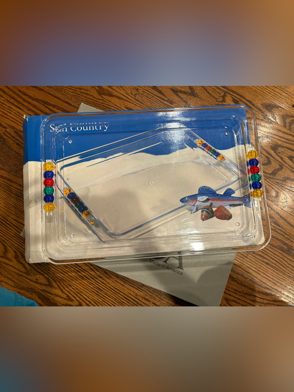 Clear Acrylic Serving Tray with Multicolor Bead Accents
